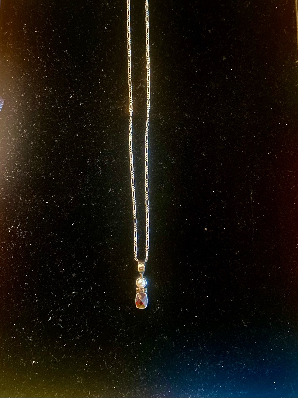 BA Ballou & Co Pearl and Garnet 925 Pendant on 925 Italy Chain